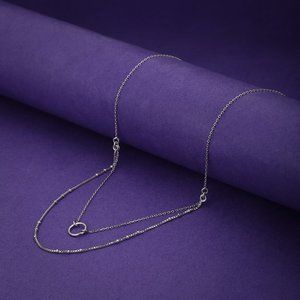 Vanbelle Sterling Silver Jewelry Double-Layered Chain Choker Necklace